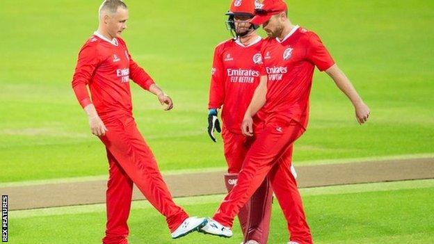 Lancashire leggie Matt Parkinson had cause to perform his foot-tapping celebration three times at Headingley