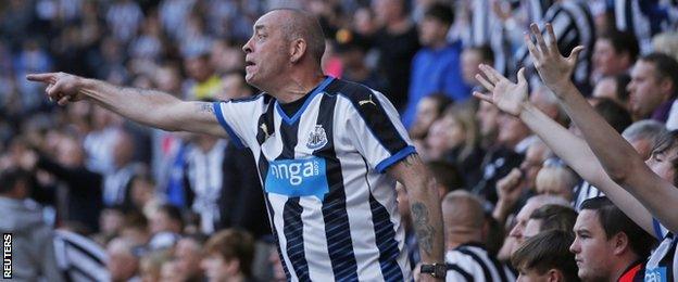 Newcastle fans react angrily during last weekend's defeat by Watford