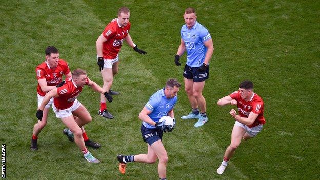 Dean Rock in possession for Dublin