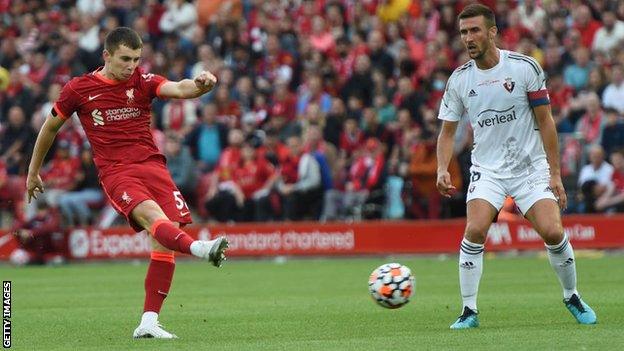 Ben Woodburn in action for Liverpool in a pre-season friendly versus Osasuna