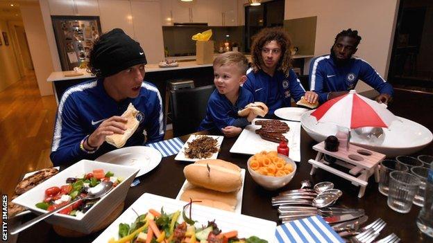 David Luiz at Chelsea fan's home