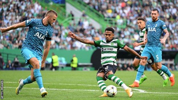 Marcus Edwards takes a shot against Tottenham in the Champions League in September