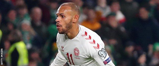Martin Braithwaite opened the scoring for Denmark in the 73rd-minute