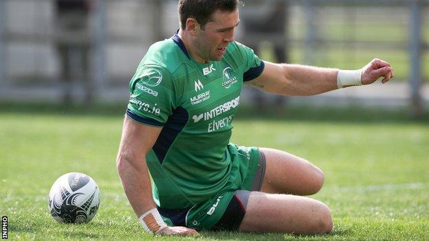 Craig Ronaldson scores a try for Connacht in the Pro12 win over Zebre in Italy