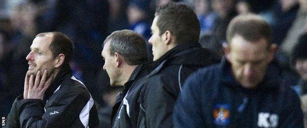 Allan Johnston (left) in the Kilmarnock dugout