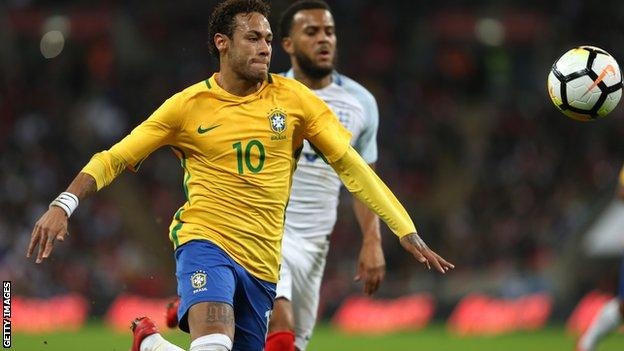 Neymar played for Brazil in a 0-0 friendly against England at Wembley last November