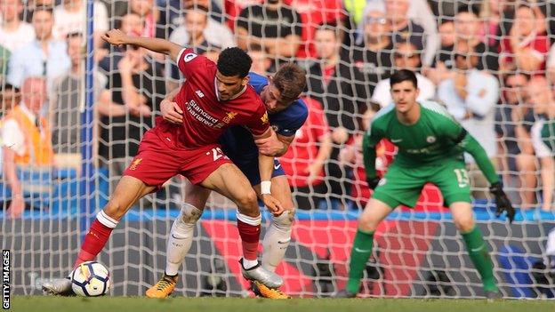 Dominic Solanke in action for Liverpool against Chelsea