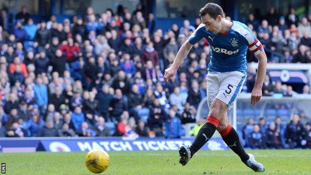 Lee Wallace scores for Rangers against Dundee