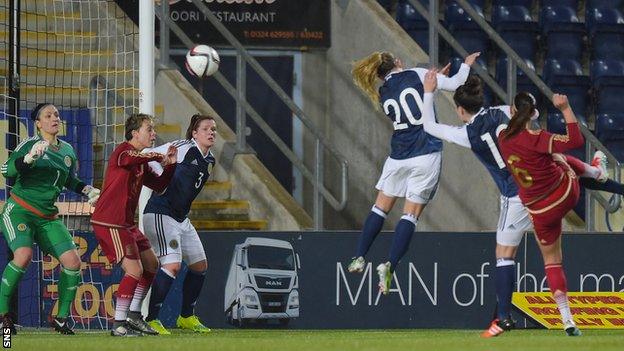 Spain's Virginia Torrecilla scores against Scotland