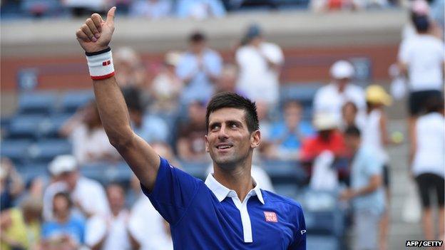 Novak Djokovic celebrating