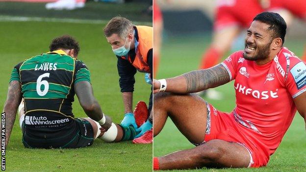 Courtney Lawes (left) and Manu Tuilagi are injured