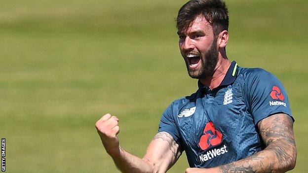 Reece Topley playing for England