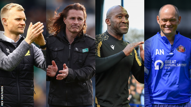 Liam Manning, Gareth Ainsworth, Darren Moore and Alex Neil