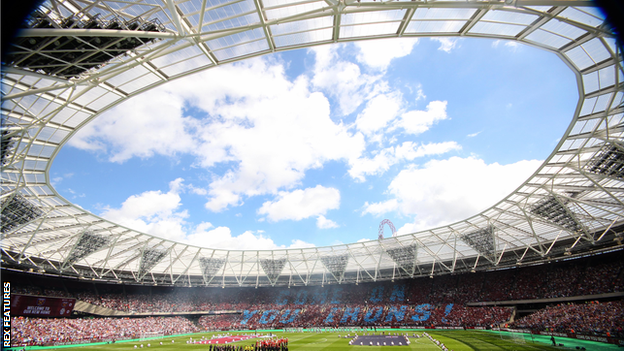 West Ham United's London Stadium before kick-off against Juventus