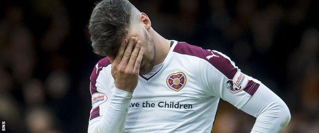 Callum Paterson looks dejected after Hearts' defeat at Motherwell