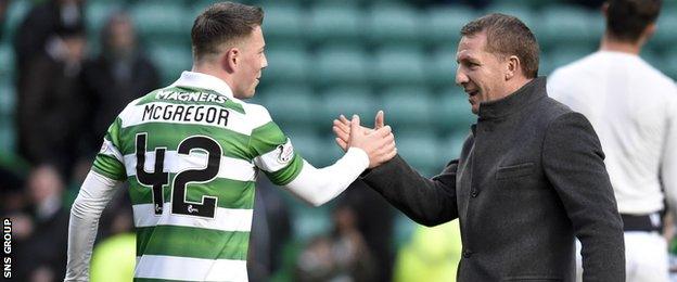 Brendan Rodgers with Celtic midfielder Callum McGregor