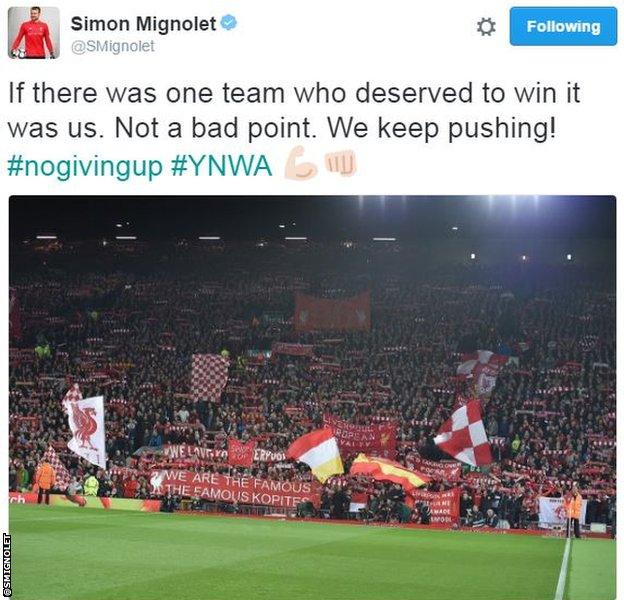 Mignolet tweet