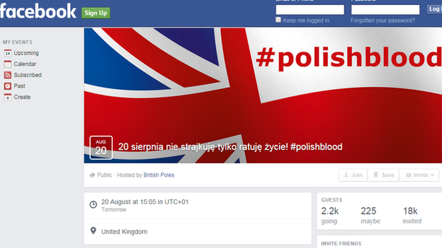 A Facebook page urging Poles to give blood instead of going on strike has attracted thousands of followers