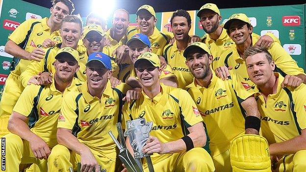 Australia with the Twenty20 series trophy