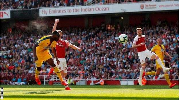 Christian Benteke scores for Crystal Palace against Arsenal