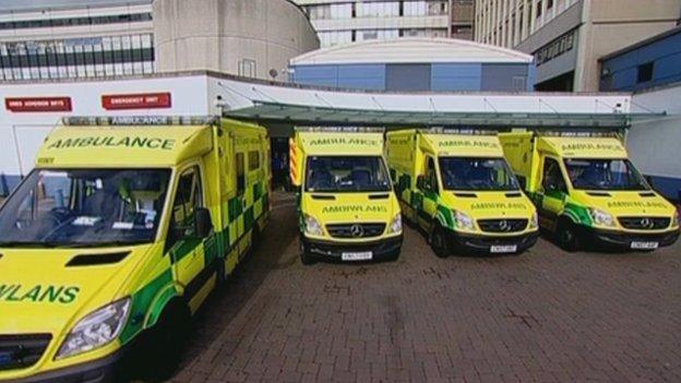 Ambulances at the University Hospital of Wales, Cardiff