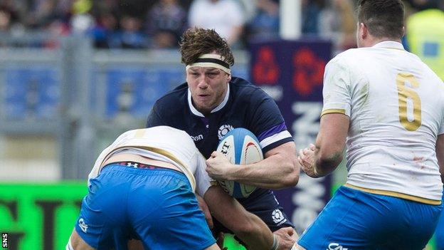 Hamish Watson in action for Scotland