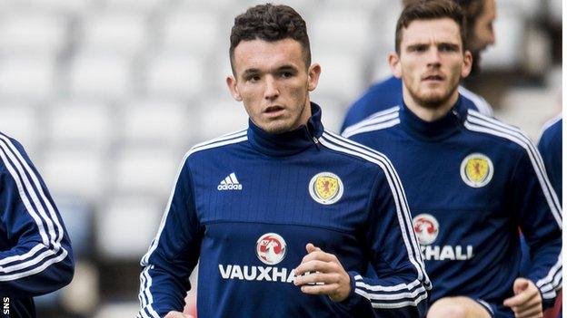 John McGinn trains with Scotland before they face Slovakia