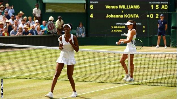 Johanna Konta lost to Venus Williams in straight sets in the Wimbledon semi-finals