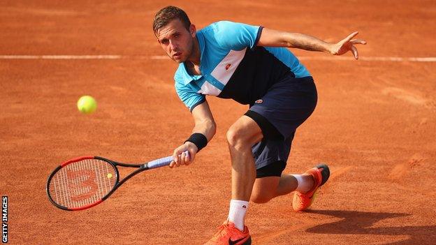 Dan Evans playing at the French Open in 2017