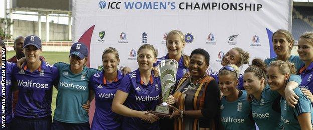 England receive the one-day series trophy