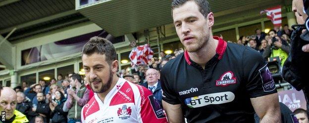 Gloucester's Greig Laidlaw and Edinburgh's Tim Visser