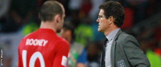 England forward Wayne Rooney and former manager Fabio Capello