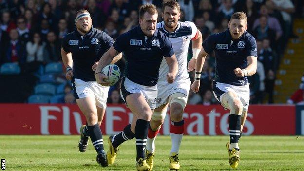 Stuart Hogg breaks for Scotland