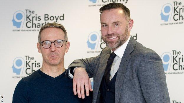 Kris Boyd poses with Donald McNaughton, a coach specialising in mental health