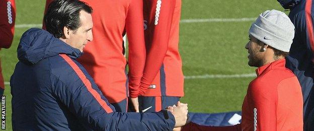 PSG coach Unai Emery and Neymar