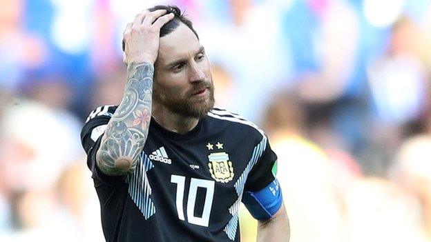 Lionel Messi misses a penalty for Argentina