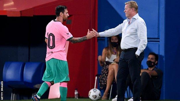 Lionel Messi and Ronald Koeman