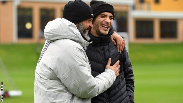 Raul Jimenez and Nuno Espirito Santo