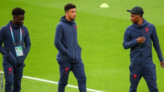 Bukayo Saka, Jadon Sancho and Marcus Rashford