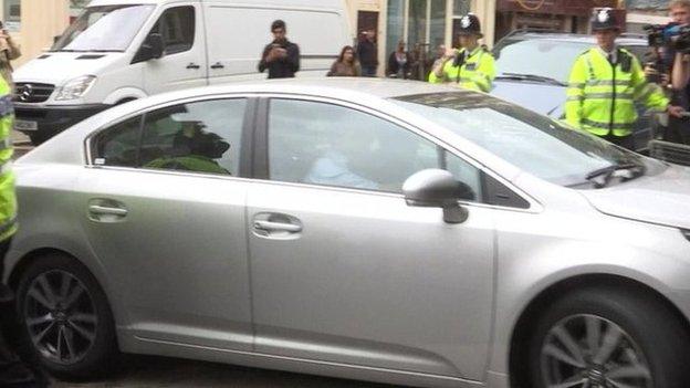 Lord Janner arrives in car