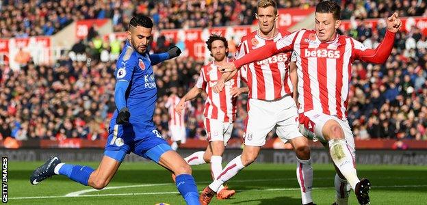 Riyad Mahrez in action for Leicester