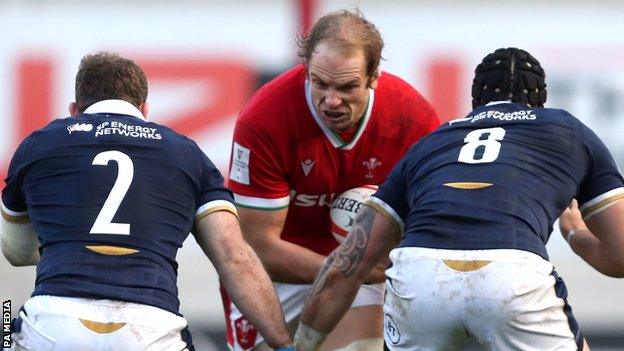 Wales captain Alun Wyn Jones won a world record 149th cap in the match with Scotland