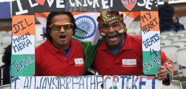 India fans inside the ground at Old Trafford