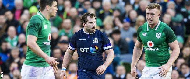 Fraser Brown playing for Scotland against Ireland