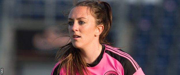 Lisa Evans in action for Scotland women in their first game against Iceland