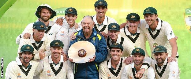 Australia with the Test series trophy