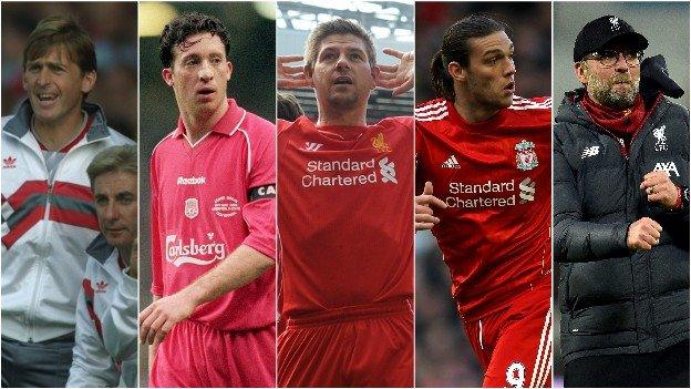 Kenny Dalglish, Robbie Fowler, Steven Gerrard, Andy Carroll and Jurgen Klopp