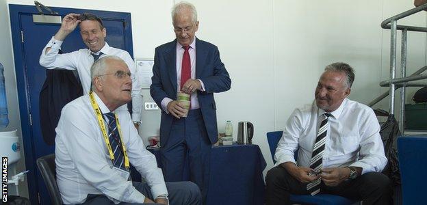 Bob Willis with some of his commentary colleagues Michael Atherton, David Gower and Sir Ian Botham