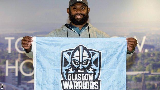 Leone Nakarawa arrives at Glasgow Airport on Thursday