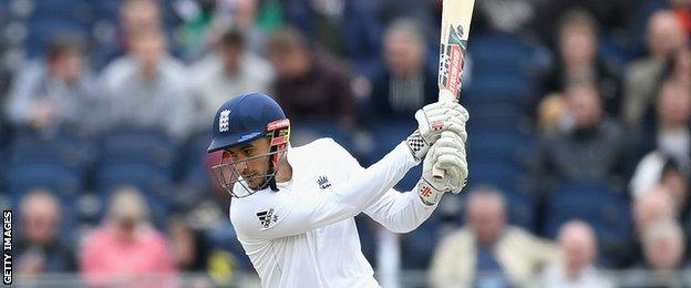 Alex Hales plays a cut